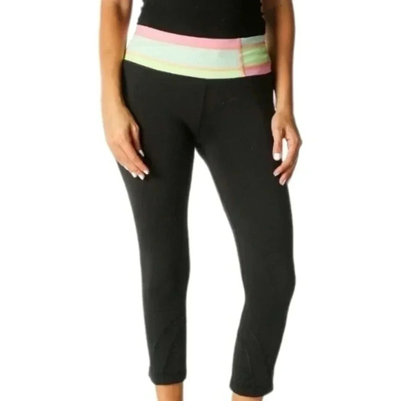 Lululemon Run: Inspire Crop II Black / Quilt Vintage Neon Black Green Pink Women - Picture 1 of 15
